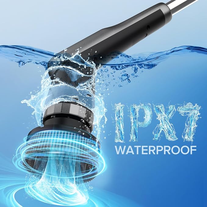 Electric Spin Scrubber, 10-in-1 Shower Scrubber & Retractable Long Handle, 44 lbs High-Torque & Variable Speed Shower Cleaning Brush for Bathroom,Toilet, Bathtub, Kitchen, Tile Floors,