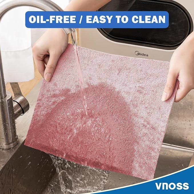 55 Pack Microfiber Cleaning Cloth Roll, Tear Away Reusable Towels, 11" X 9", Ultra Absorbent & Lint Free Cloth for Cars, Kitchen, Window, Home and Shop, Pink
