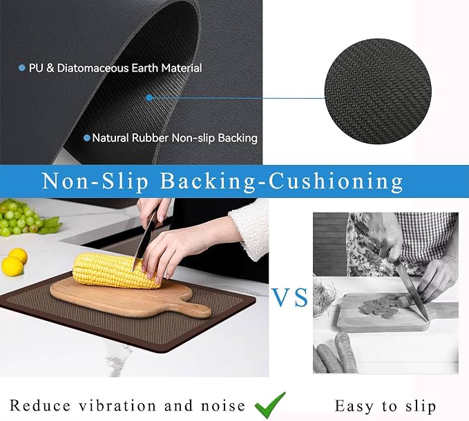 Dish Drying Mat for Kitchen Counter,Drying Mat for Dish Rack,Absorbent Hide Stain Rubber Mat,Coffee Mat, Kitchen Counter Mat(Brown Style, 12"x19")