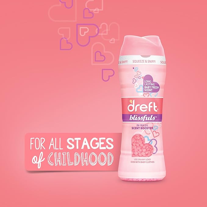 Dreft Blissfuls In-Wash Laundry Scent Booster Beads, Baby Fresh Scent, 24 oz
