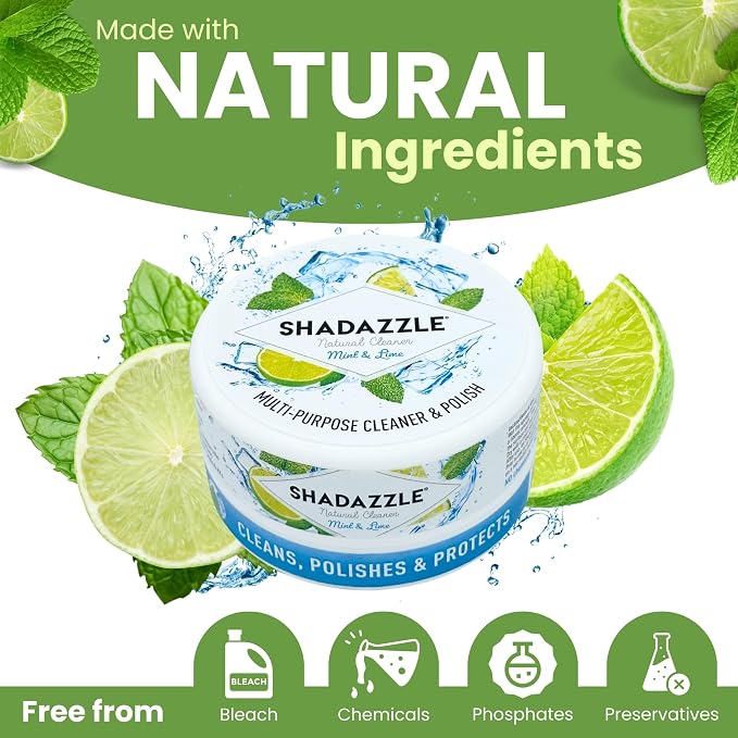 Shadazzle Natural All Purpose Cleaner and Polish – Eco friendly Multi-purpose Cleaning Product (10.58 Ounce (Pack of 1), Mint & Lime)