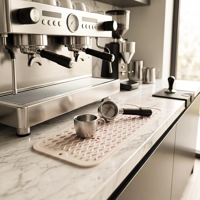 MicoYang Silicone Dish Drying Mat for Multiple Usage,Easy clean,Eco-friendly,Heat-resistant Silicone Mat for Kitchen Counter,Sink,Bar,Bottle,or Cup Tapioca M 17 inches x 6 inches