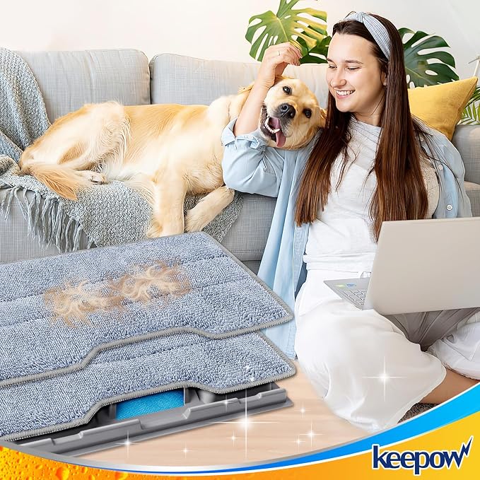 KEEPOW Reusable Mop Replacement Pads Compatible with Shark Vac Mop VM252 | VM180 VM401 VM200P12 VM252P10 VC205 VM190 VM200 QM250 VM250, Microfiber Mop Vac Pads Refills (1+2+4 Pads)