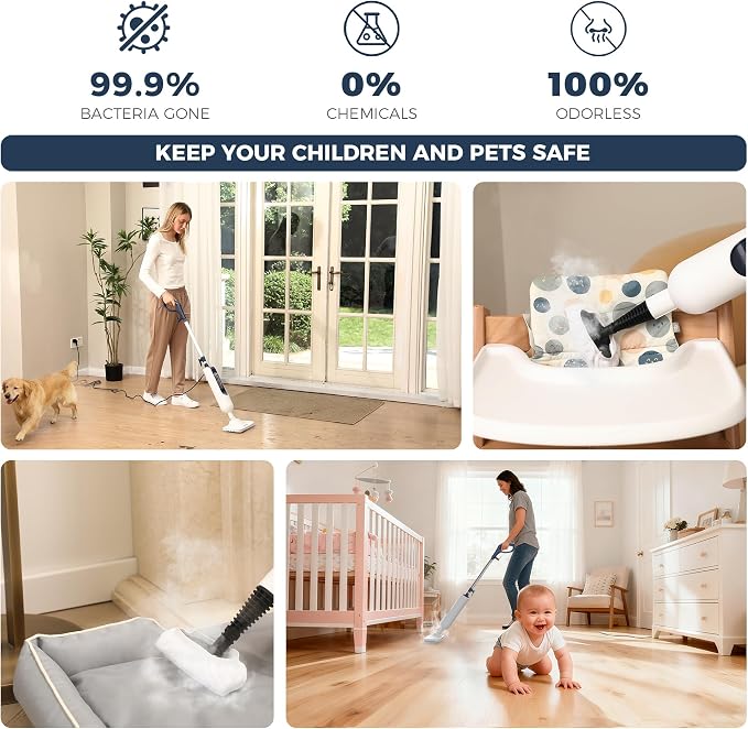 GOATCLEAN® 11-in-1 Steam Mop, 212°F Powerful Steam Cleaner for Home | Multi-Purpose Floor Steamer for Hardwood Floors, Tile, Carpet & Wall, Chemical-Free Cleaning with 22.9FT Cord