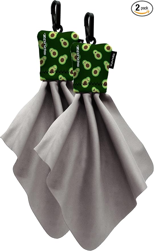 SPUDZ Classic Microfiber Lens Cleaner – Clip-On Pouch, Washable – for Binoculars, Scopes, Glasses, Screens | Classic | Avocado, 6 x 6 Inch (2-Pack)