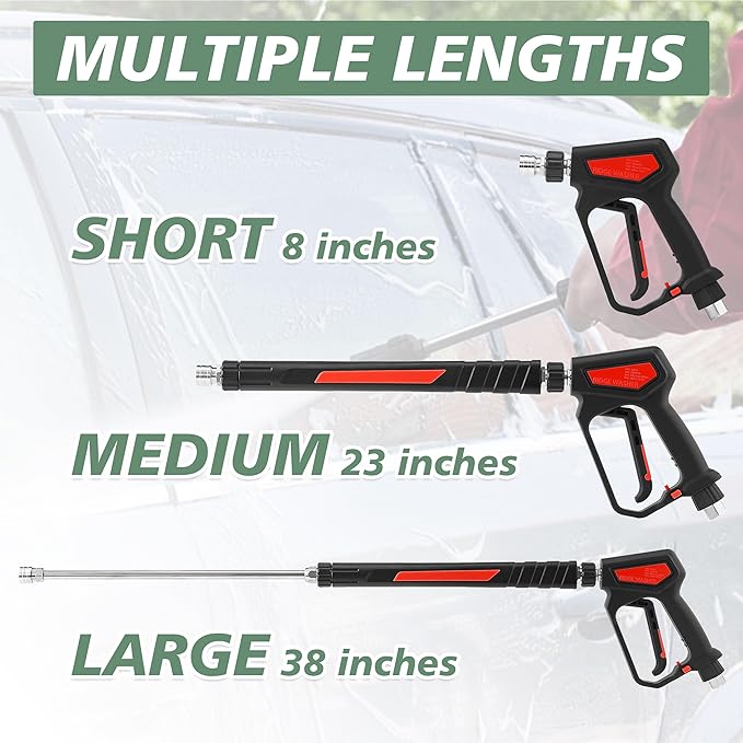 RIDGE WASHER Pressure Washer Gun 5000 PSI, 12 GPM, M22 Fitting | Detachable M22 14 Male to 1/4" Quick Connect, 360° Swivel 3/8'' NPT Thread