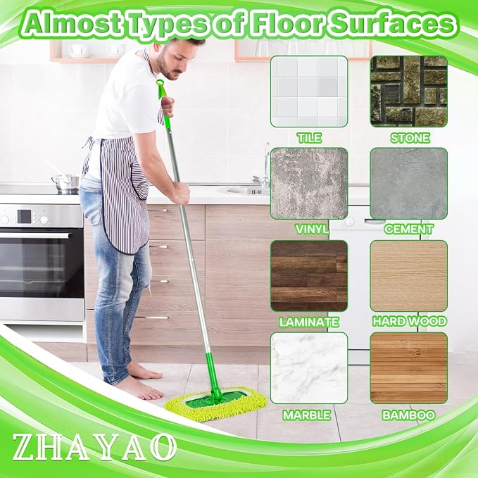 Reusable Chenille Mop Pads for Swiffer Sweeper Mop, 3 Pack | Dry Sweeping Cloths & Wet Mopping Cloths, Washable Pads for Surface/Hardwood Floor Cleaning (Mop is Not Included)