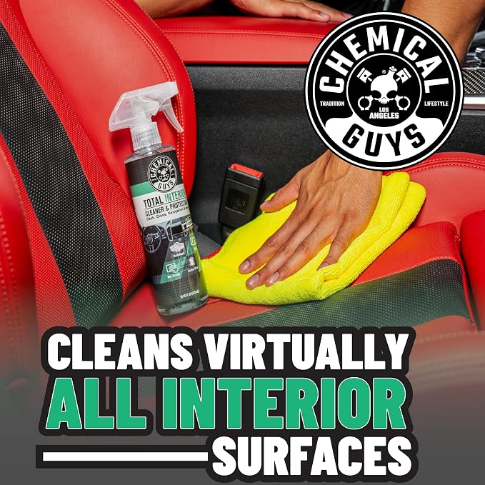 Chemical Guys, Total Interior Cleaner & Protectant, New Car Scent, 16 oz | Cleans dash, leather, vinyl, plastic, glass and fabric in one step, residue-free, with a fresh new car scent