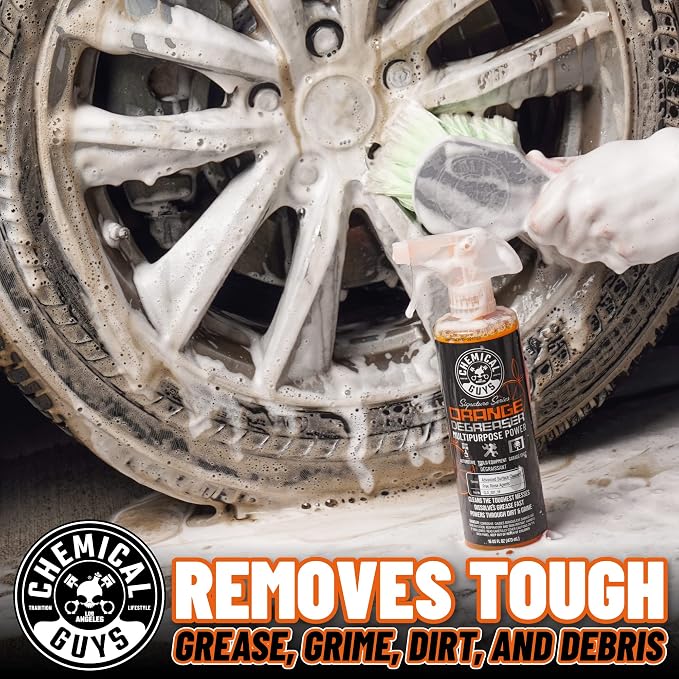 Chemical Guys, Signature Series Orange Heavy Duty Degreaser Spray, 1 Gallon | Heavy-duty citrus degreaser breaks down grease and oil on engines, tires, tools and undercarriages, dilutable