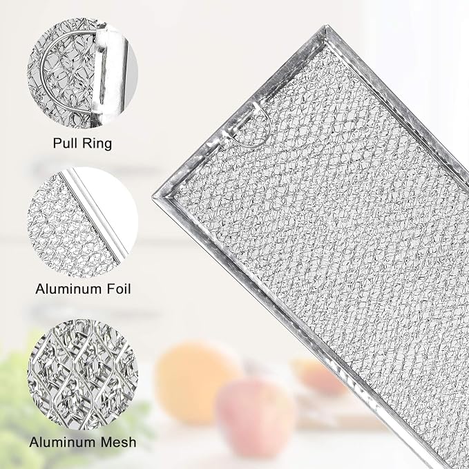 WB06X10596 Microwave Grease Filter for GE Oven Range Hoods, Countertop Microwave Filter Replacement, Aluminum Mesh, 13.5 inches x 6 inches Replaces Part # PS952418, Pvm1870sm3ss, 2 Pack