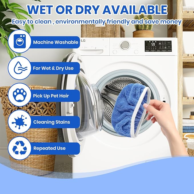 6 Pack Reusable Microfiber Mop Pads - Compatible with Sweeper, Reusable Mop Pads, Washable Dry Cloths & Wet Pads Refill for Hardwood Laminate Tile Floor Cleaning (6, Blue, M)