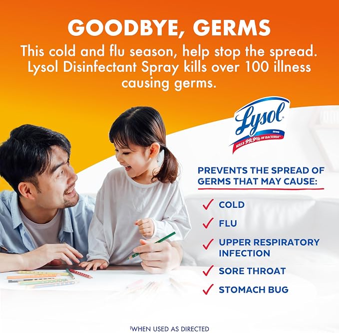 Lysol Disinfectant Spray, Household Cleaning Supplies, Disinfecting Multi-Purpose Room Spray, Antibacterial Sanitizer, Deodorizer, Kills Hantavirus, Mango & Hibiscus, 19 Fl Oz (Pack of 2)