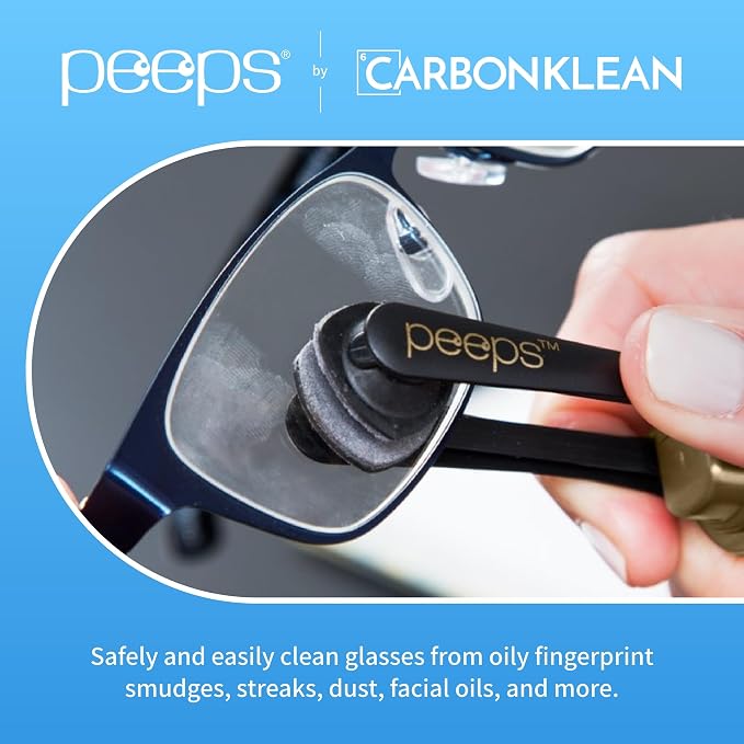 Peeps Glasses Cleaner - for Eyeglasses, Reading Glasses, and More - Lens Cleaner with Carbon Microfiber Tech-Soft Touch Green-3 Count (Pack of 1)
