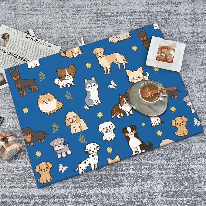 Cute Puppy Dog Dish Drying Mat 18 x 24 Inch for Kitchen Counter Cute Kitchen Mat Microfiber Kitchen Countertop Absorbent Reversible Drainer Rack Pad Dish Drying Mat