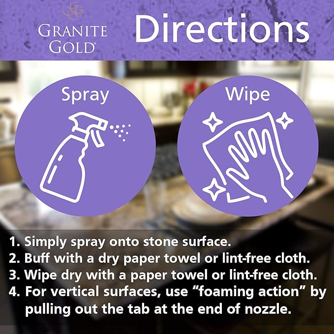 Granite Gold Clean and Shine Spray-Streak-Free Deep Cleaning & Polishing of Granite, Marble, Quartz, 24 Fl Oz (Pack of 1)