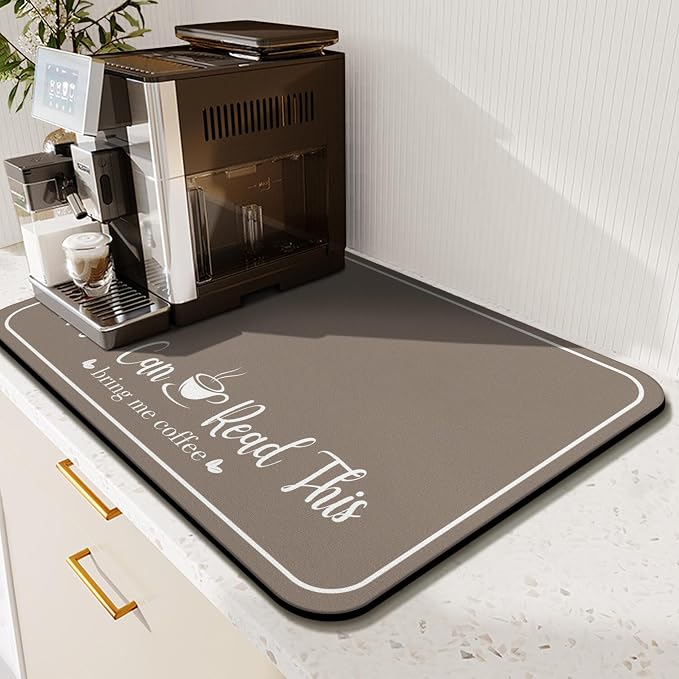 Coffee Bar Mat for Countertops 23inx15in,Absorbent Hide Stain Anti-Slip Cafe Bar Accessories Fit Under Coffee Machine Mat,dish drying mats for kitchen
