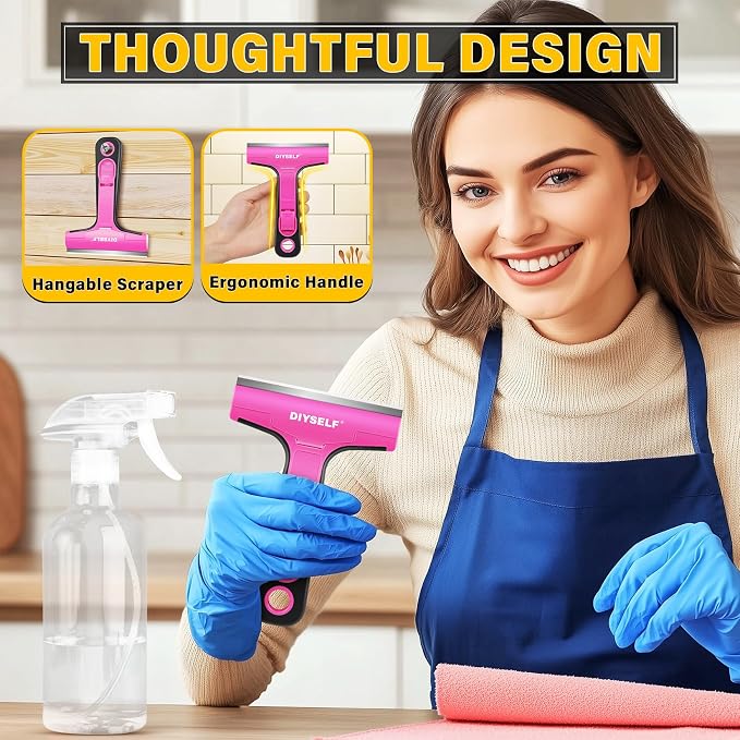 DIYSELF Window Scraper with 10 Extra 4" Razor Blades, Razor Scraper Tool | Wide Metal Blade, Paint Scraper for Glass, Windows, Decals, Adhesive, Cooktops, Ovens, Tile & Contractors & DIY Users