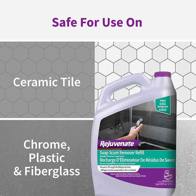 Rejuvenate Soap Scum Remover Refill Easily Dissolves Soap Scum Without Scrubbing, 1 Gallon