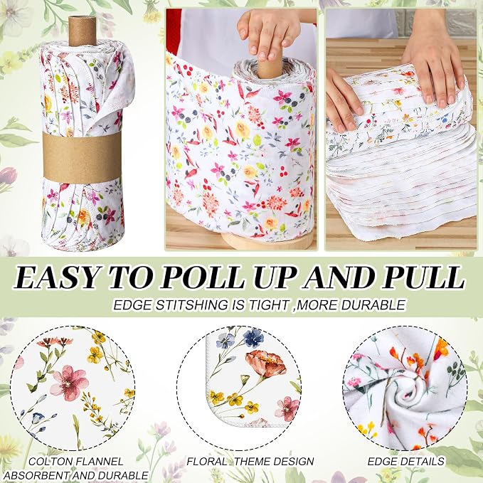 18 Pack Reusable Cleaning Cloths Washable Cotton Kitchen Dish Towels for Home Party Supplies Bulk, 9.84x11.81in (Wildflowers)