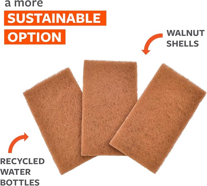 Full Circle Walnut Shell Scour Pads – Pack of 8 – Powerful, Non-Scratch Dish Scrubber Made with Plant-Based & Recycled Materials, Safe for Nonstick