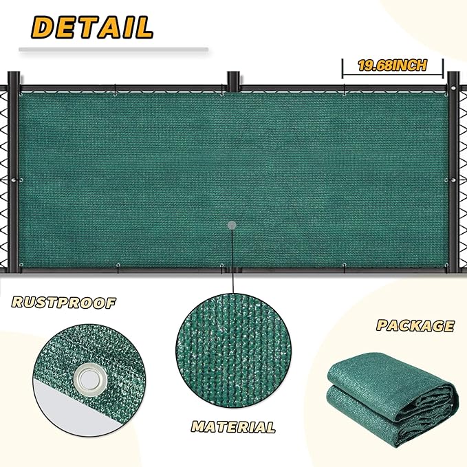 LOVE STORY 3' x 10' Balcony Privacy Screen Cover for Apartment, Dark Green | HDPE Fabric, 95% UV Block, Fence Cover for Patio Deck, Railing Screen for Porch, Privacy Protective, Custom Size Available