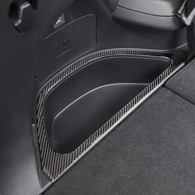 Rear Trunk Storage Box Slot Trim Cover for Honda Pilot 2016-2022/Passport 2019-2023, Rear Trunk Side Storage Organizer Bins Trim Frame Sticker, Carbon Fiber (Trunk Side Storage Slot Frame)