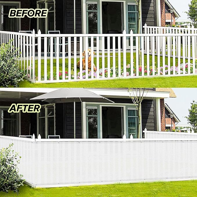 LOVE STORY 2.5' x 10' Balcony Privacy Screen Cover for Apartment, White | HDPE Fabric, 95% UV Block, Fence Cover for Patio Deck, Railing Screen for Porch, Privacy Protective, Custom Size Available