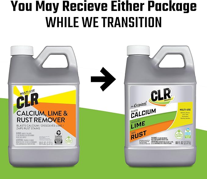 CLR Calcium, Lime & Rust Remover, Blasts Calcium, Dissolves Lime Deposits, Zaps Stubborn Rust Stains and Hard Water Deposits, 80 Ounce Bottle