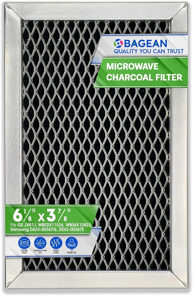 Microwave Charcoal Filter 6.15” x 3.95” for JX81J WB02X11536 WB06X10823 GE Microwave Filter Replacement - Vent Carbon Filter Freshens and Filters Kitchen Air in Over-The-Range Oven Stove Fan
