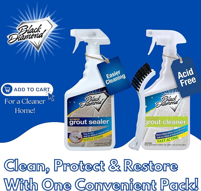Grout Cleaner & Grout Sealer Bundle with Brush for All Tile & Stone 2/qts.
