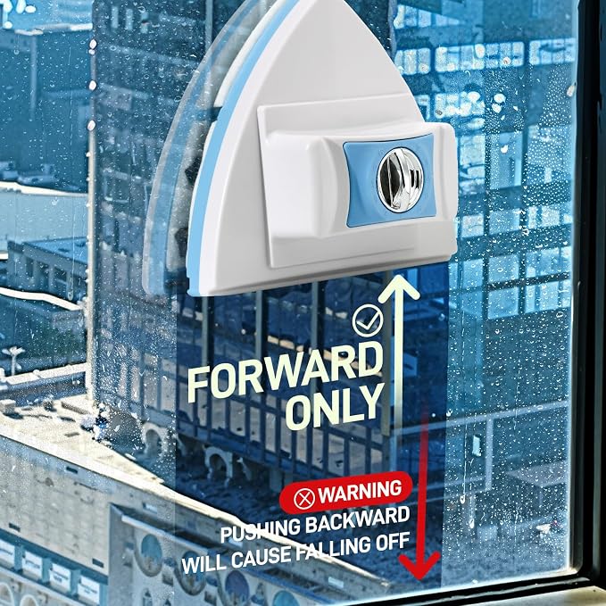 Double-Sided Magnetic Window Cleaner, Blue | Adjustable Magnetic Equipment, Fits 3-30mm Glass Thickness, 2.5m Safety Rope, High-Rise & Auto Glass, Safe Anti-Pinch Wiper