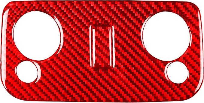Red Real Carbon Fiber Trim for Ford Mustang Accessories | for GT Shelby 2005 2006 2007 2008 2009 Roof Reading Lamp Light Interior Thick Overlay Decal 2PCs