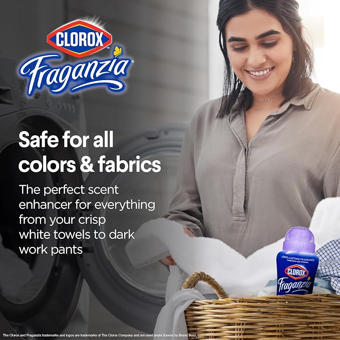 Clorox Fraganzia Laundry Scent Booster Crystals, In-Wash Fragrance Beads for Fresh-Smelling Clothes & Linens, Safe for All Fabrics & Colors, Easy-Pour Bottle, Dreamy Jasmine Scent, 18 Oz, 2 Pack