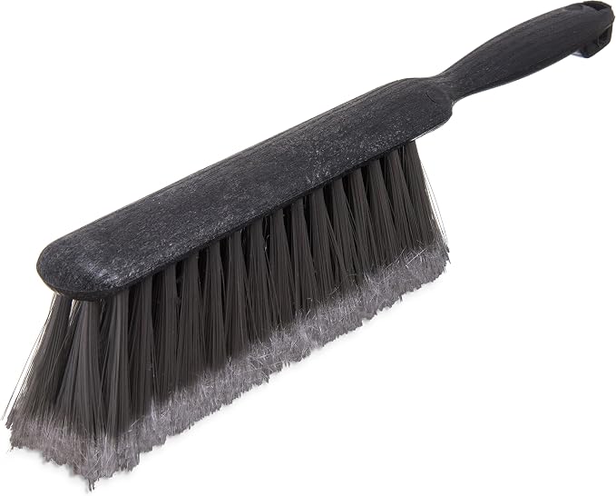 SPARTA Flo-Pac Bench Brush with Flagged Bristles, Small Counter Broom with Handle for Cleaning Smooth Surfaces, 8", 12 Count, Gray