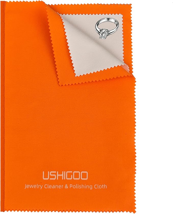 2PCS Polishing Cleaning Cloth for Gold, Silver, and Platinum Jewelry, Eco Friendly Large Cleaner Cloth 6.3 x 9.8 in. Keeps Jewelry Clean and Shiny (Orange) | Sterling Silver Gold Platinum Tarnish Remover,Non-Toxic Eco Friendly,Jewelry Cleaning Cloth