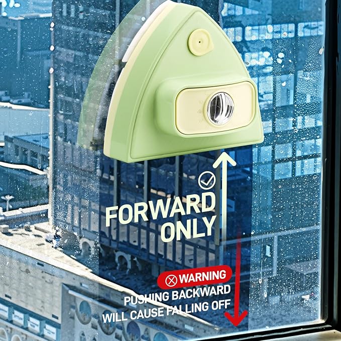 Double-Sided Magnetic Window Cleaner, Green | Adjustable Magnetic Double Window Wiper, Fits 3-30mm Glass Thickness, 2.5m Safety Rope for High-Rise & Auto Glass
