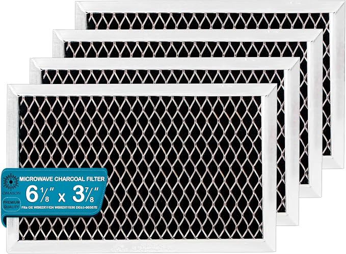 Replacement Charcoal Filter JX81J - 6.12" x 3.87" (4 Pack) – Microwave Recirculating Charcoal Filter Compatible with GE WB02X11124 WB06X10823, WB02X11536, Samsung DE63-00367G, Fits GE Microwave Ovens