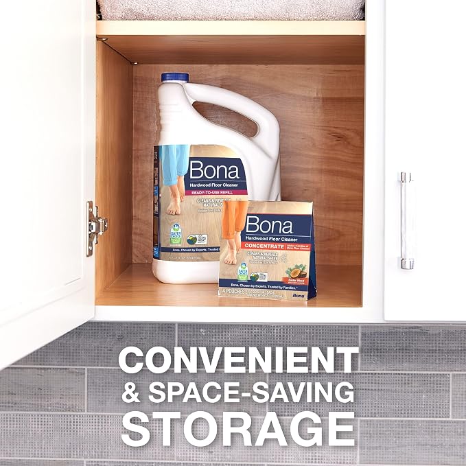 Bona Hardwood Floor Cleaner Concentrate, Cedar Wood Scent, 1 fl oz, Pack of 4 (Makes 128 fl oz) - Residue-Free Floor Cleaning Concentrate Spray Mop and Spray Bottle Refill - For Wood Floors