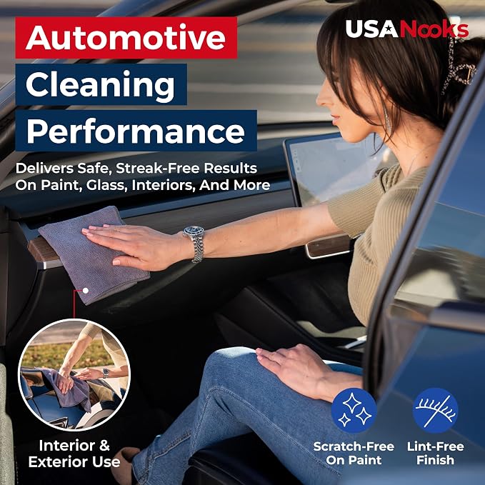 USANOOKS Microfiber Cleaning Cloth Grey - 50 Pcs (12.5"x12.5") - High Performance - 1200 Washes, Ultra Absorbent Microfiber Towel Weave Grime & Liquid for Streak-Free Mirror Shine - Car Washing Cloth