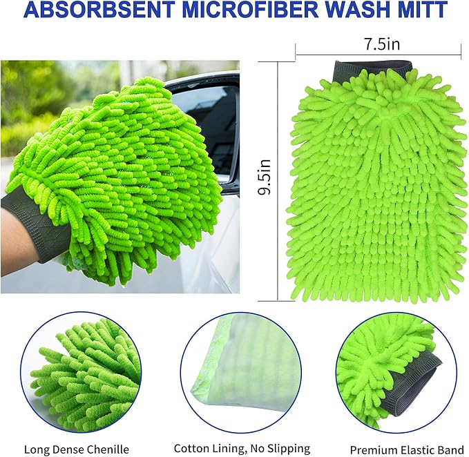 EVEAGE 2-in-1 Undercarriage Pressure Washer Attachment, 16" Pressure Washer Undercarriage Cleaner, Underbody Sprayer with Extension Rods Wash Mitt, Green