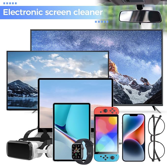 Car Screen Cleaner,TV Screen Cleaner with Wipe Cloth(200ml*2) | Streak-Free,Fast-drying,Non-Drip,Widely Applicable to Eyeglasses,Displays,Phone Screens,CD Disc,LCD LED and Electronics