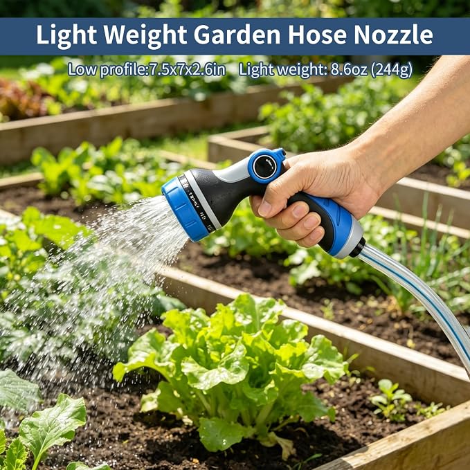 Garden Hose Nozzle with Adjustable 10 Spray Patterns, Thumb Control Ergonomic Hose Sprayer Nozzle, High Pressure Hose Nozzles for Lawn & Plant Watering,Washing Cars & Pet Bathing,Leak-Proof Design | Ergonomic Hose Sprayer Nozzle, High Pressure Hose Noz...