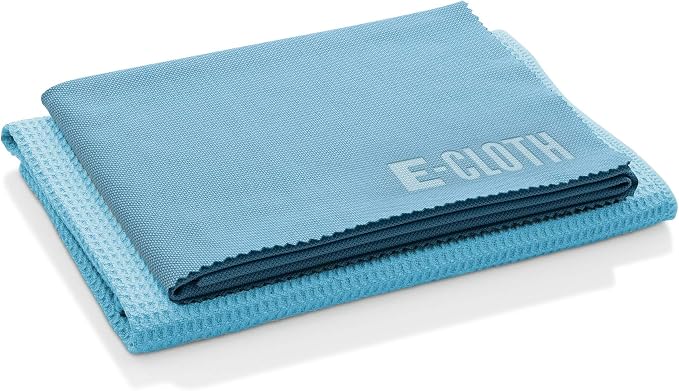 E-Cloth Microfiber Window Cleaning Cloth Kit - Glass Cleaning Cloth for Windows, Mirrors, Cars, Lenses, Eyeglasses, & More, Streak Free Clean, Machine Washable Reusable Towel - Alaskan Blue | Chemical-Free Cleaning - Reusable & Machine Washable Towel, ...