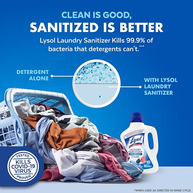 Lysol Laundry Sanitizer Additive, Bacteria-Causing Laundry Odor Eliminator, Detergent Additive, Crisp Linen, 90oz