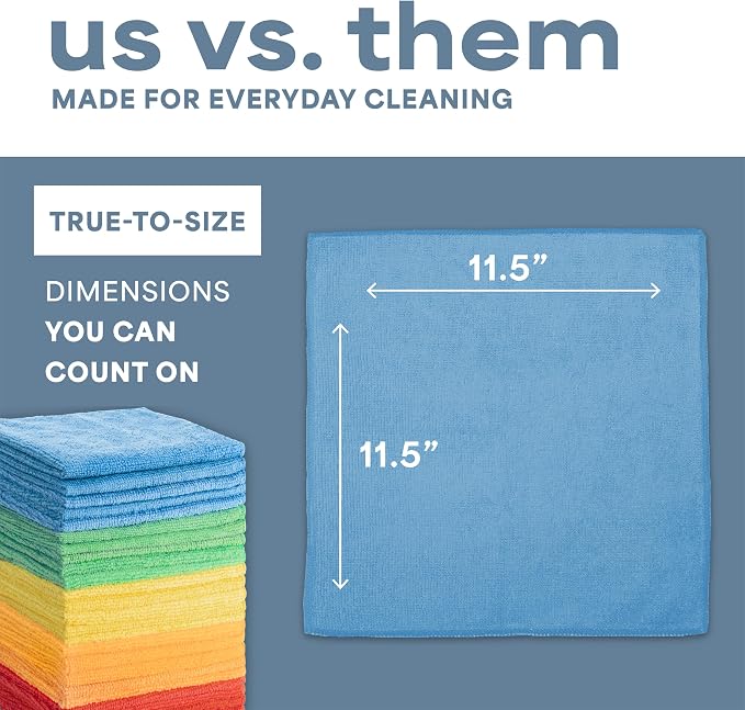 S&T INC. 150 Pack Microfiber Cleaning Cloth, Bulk Towels for Home, Reusable Microfiber Towels for Cars, Cleaning Rags, Assorted, 11.5 Inches x 11.5 Inches, 150 Count