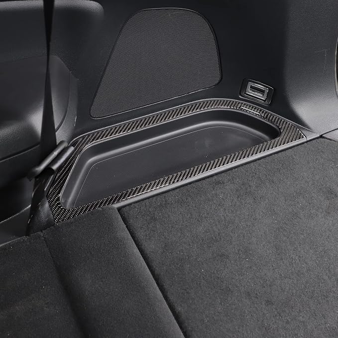 Rear Trunk Storage Box Slot Trim Cover for Honda Pilot 2016-2022/Passport 2019-2023, Rear Trunk Side Storage Organizer Bins Trim Frame Sticker, Carbon Fiber (Trunk Side Storage Slot Frame)