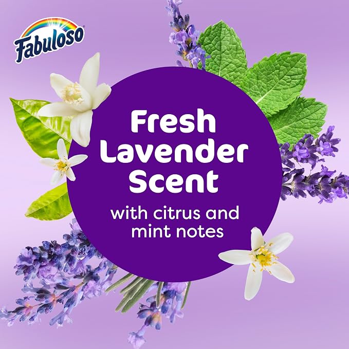 Fabuloso 2X All-Purpose Cleaner, Lavender Scent, 56 fl oz | No Rinse Floor Cleaner, Long-Lasting Freshness, Multi-Purpose Cleaner, Concentrated Formula, Everyday Cleaning, No Residue