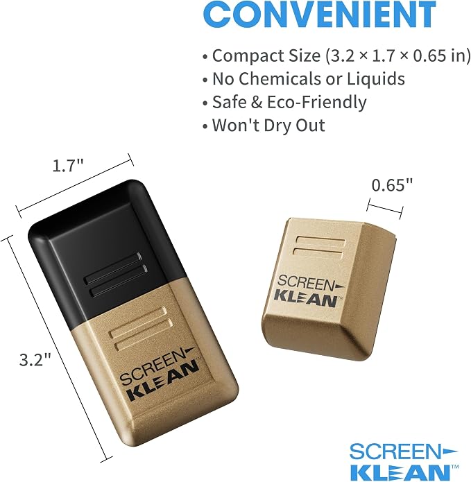 ScreenKlean Tablet Screen Cleaner - Compatible with iPad, Android & Amazon Tablet - with Carbon Microfiber Tech-Electroplated Gold-1 Count (Pack of 1)
