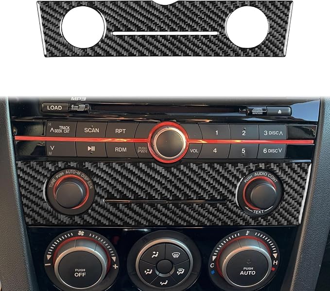Fit for Mazda 3 2004-2009 Carbon Fiber Center Console Stickers Type-B | Center Console A/C Control Radio Panel Trim | Accessories | Self-adhesive | Thick Overlay
