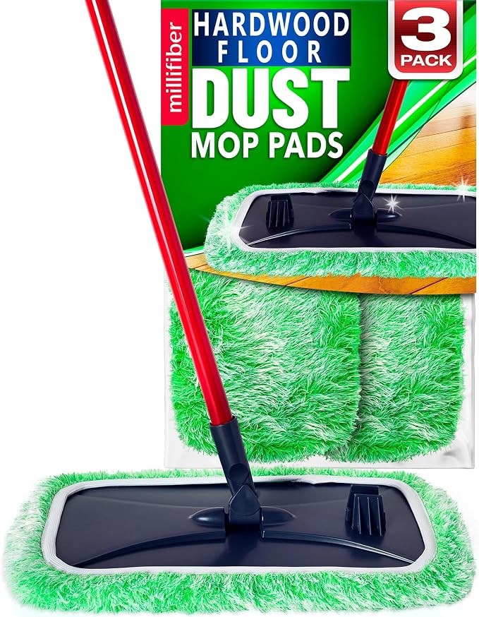 Millifiber Floor Duster Refills 15x8 Inches, 3-Pack (Mop Not Included) | Reusable microfiber duster covers, replacement heads, hair & dust mopping cloths